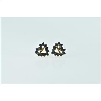 14K Heart Sapphire Love Symbol Stud Yellow Gold Earrings