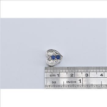14K Heart Sapphire Ornate Love Slide Bracelet White Gold Charm/Pendant