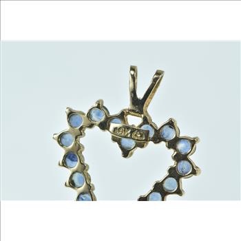 14K Heart Sapphire Vintage Love Symbol Yellow Gold Pendant