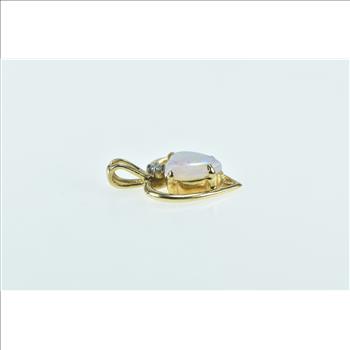 14K Heart Syn Opal Love Symbol Vintage Valentine Yellow Gold Pendant