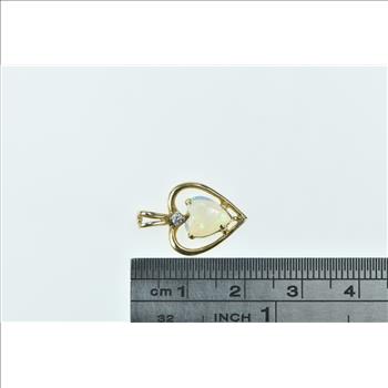 14K Heart Syn Opal Love Symbol Vintage Valentine Yellow Gold Pendant