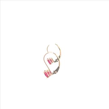 14K Heart Syn. Ruby Solitaire Dangle Yellow Gold Earrings