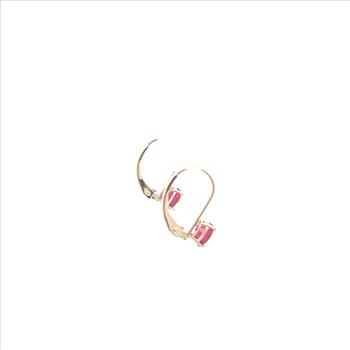 14K Heart Syn. Ruby Solitaire Dangle Yellow Gold Earrings