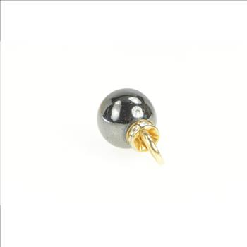 14K Hematite Sphere Ball Rhinestone Slide Yellow Gold Charm/Pendant