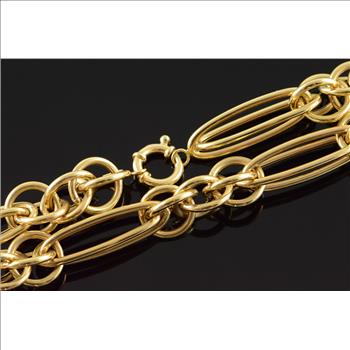 14K Hollow Loose Link Statement Yellow Gold Necklace 26
