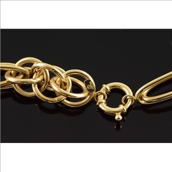14K Hollow Loose Link Statement Yellow Gold Necklace 26