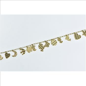 14K HW Burdick Heart Clover Butterfly Charm Yellow Gold Bracelet 7.5