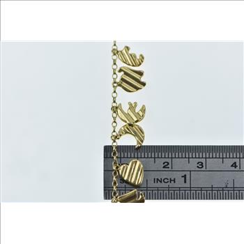 14K HW Burdick Heart Clover Butterfly Charm Yellow Gold Bracelet 7.5