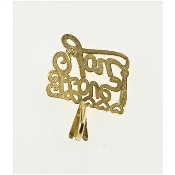 14K I Love You Cursive Heart Accent Sweetheart Yellow Gold Charm/Pendant