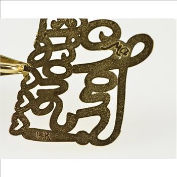 14K I Love You Cursive Heart Accent Sweetheart Yellow Gold Charm/Pendant