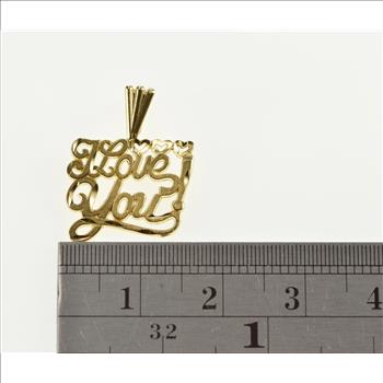 14K I Love You Cursive Heart Accent Sweetheart Yellow Gold Charm/Pendant