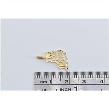 14K I Love You Mom Heart Love Message Yellow Gold Charm/Pendant