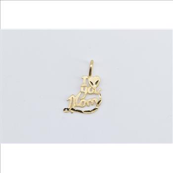 14K I Love You Mom Heart Love Message Yellow Gold Charm/Pendant