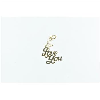 14K I Love You Word Cursive Romantic Message Yellow Gold Charm/Pendant
