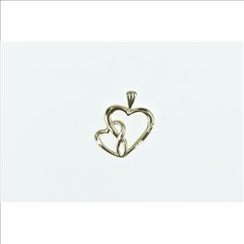 14K Interlocking Heart Love Symbol Vintage Yellow Gold Charm/Pendant