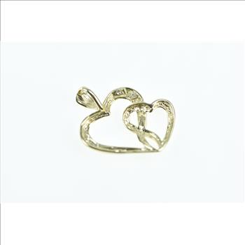 14K Interlocking Heart Love Symbol Vintage Yellow Gold Charm/Pendant