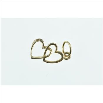 14K Interlocking Heart Love Symbol Vintage Yellow Gold Charm/Pendant
