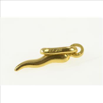 14K Italian Horn Traditional Protection Symbol Yellow Gold Charm/Pendant