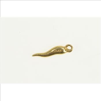 14K Italian Horn Traditional Protection Symbol Yellow Gold Charm/Pendant