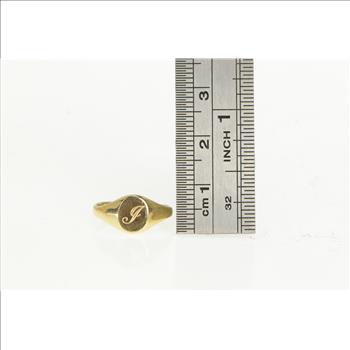 14K J Cursive Letter Initial Monogram Name Yellow Gold Ring, Size 3.5