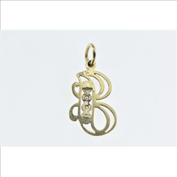 14K J Cursive Letter Monogram Diamond Initial Yellow Gold Charm/Pendant
