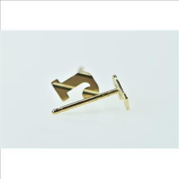 14K J Letter Initial Cut Out Name Monogram Stud Yellow Gold Earrings