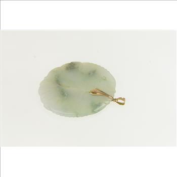14K Jadeite Pisces Astrology Sign Medallion Yellow Gold Pendant