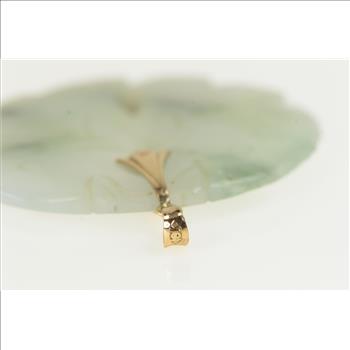 14K Jadeite Pisces Astrology Sign Medallion Yellow Gold Pendant