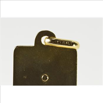 14K Jesus Christ Crucified Rectangular Yellow Gold Charm/Pendant