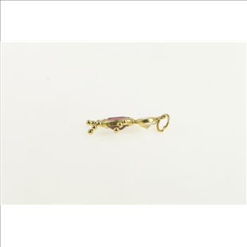 14K July Birthstone Baby Simulated Ruby Vintage Yellow Gold Charm/Pendant