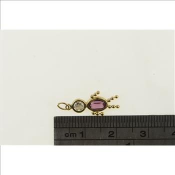 14K July Birthstone Baby Simulated Ruby Vintage Yellow Gold Charm/Pendant