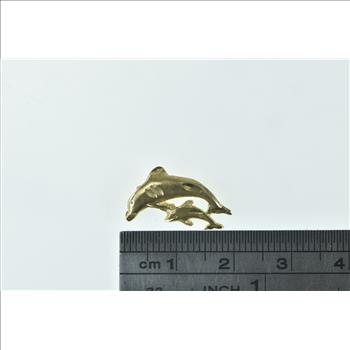 14K Jumping Dolphin Symbol Ocean Animal Yellow Gold Charm/Pendant
