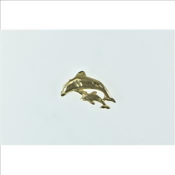 14K Jumping Dolphin Symbol Ocean Animal Yellow Gold Charm/Pendant