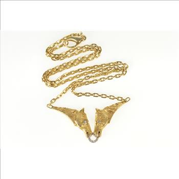 14K Kamm Gallery Diamond 3D Horse Chain Yellow Gold Necklace 20.5