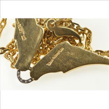 14K Kamm Gallery Diamond 3D Horse Chain Yellow Gold Necklace 20.5