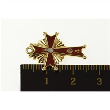 14K Knights of Columbus Enamel Ornate Cross Yellow Gold Charm/Pendant