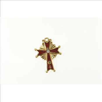 14K Knights of Columbus Enamel Ornate Cross Yellow Gold Charm/Pendant