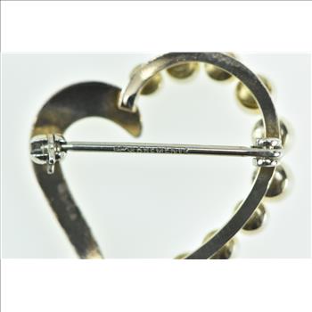14K Krementz Pearl Heart Love Symbol Vintage Yellow Gold Pin/Brooch