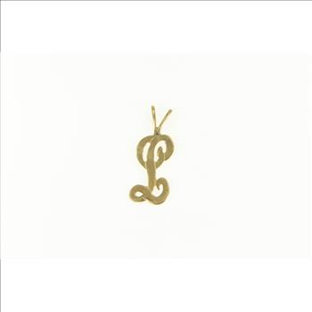 14K L Cursive Letter Initial Monogram Name Yellow Gold Charm/Pendant
