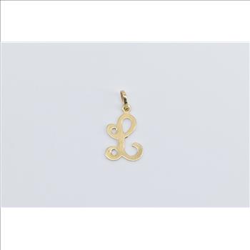 14K L Cursive Letter Monogram Initial Name Yellow Gold Charm/Pendant
