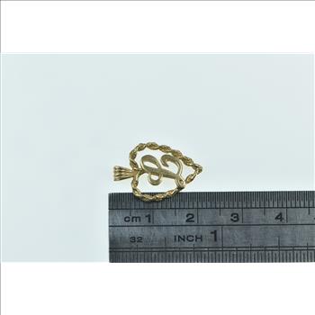 14K L Cursive Monogram Heart Love Symbol Yellow Gold Pendant