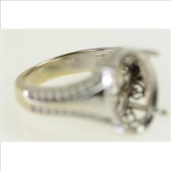 14K Lance Fischer Diamond Engagement Mount White Gold Ring, Size 5.75