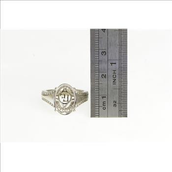 14K Lance Fischer Diamond Engagement Mount White Gold Ring, Size 5.75