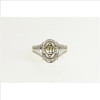 14K Lance Fischer Diamond Engagement Mount White Gold Ring, Size 5.75