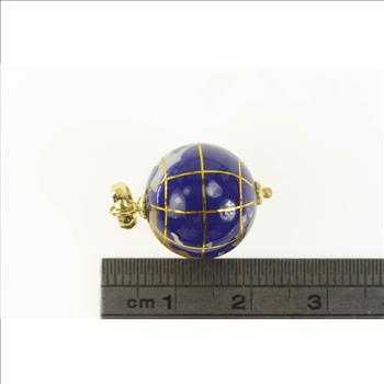14K Lapis Stone Inlay Globe Planet Earth Vintage Yellow Gold Charm/Pendant