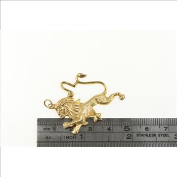 14K Leo Lion Astrology Zodiac Sign Vintage Yellow Gold Pendant