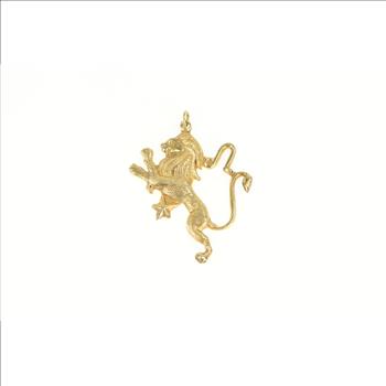 14K Leo Lion Astrology Zodiac Sign Vintage Yellow Gold Pendant