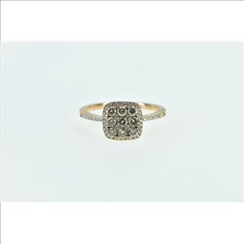 14K LeVian 0.62 Ctw Diamond Halo Engagement Rose Gold Ring, Size 6.75