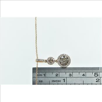 14K LeVian 0.75 Ctw Diamond Halo Tiered Pendant Rose Gold Necklace 18.25