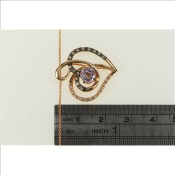 14K LeVian Amethyst Diamond Heart Ltd. Edit. Yellow Gold Necklace 18